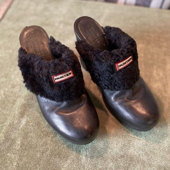 #514 HUNTER Sherpa Rubber Heeled Mules - Picture 7 of 12